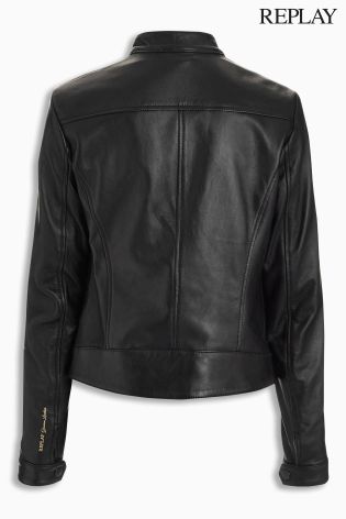 Replay&reg; Leather Zip Jacket